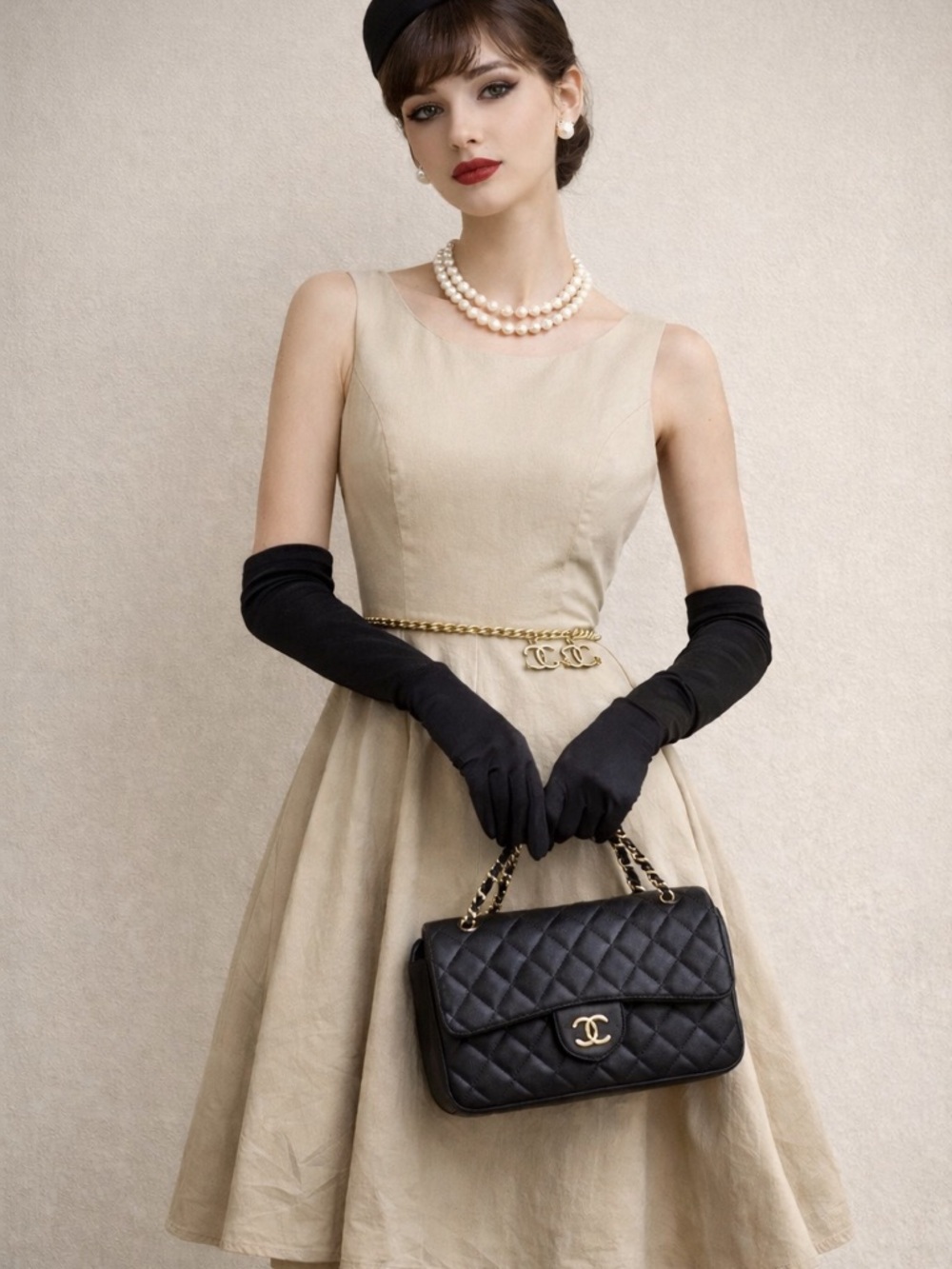 Classic Beige Fit & Flare Dress | Timeless 50s Silhouette | Elegant A-Line